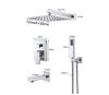 Wall-mounted shower set, built-in under-wall faucet, stainless steel sprinkler shower head 30 cm, with manual shower head, fixed bathtub filler faucet