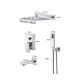 Wall-mounted shower set, built-in under-wall faucet, stainless steel sprinkler shower head 30 cm, with manual shower head, fixed bathtub filler faucet