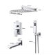 Wall-mounted shower set built-in faucet stainless steel sprinkler shower head 30 cm, with manual shower head, rotating bathtub filler faucet