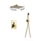 Wall-mounted shower set, built-in under-wall faucet with gold sprinkler shower head 30 cm and manual shower head