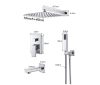 Wall-mounted shower set, built-in under-wall faucet, stainless steel sprinkler shower head 40 cm, with manual shower head, fixed bathtub filler faucet