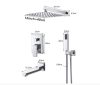 Wall-mounted shower set built-in faucet stainless steel sprinkler shower head 40 cm, with manual shower head, rotating tub filler faucet