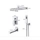 Wall-mounted shower set built-in faucet stainless steel sprinkler shower head 40 cm, with manual shower head, rotating tub filler faucet