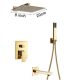 Wall-mounted shower set, built-in under-wall faucet, gold bathtub filler, sprinkler shower head, brass 20-40 cm, manual shower head with mixer tap