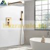 Wall-mounted shower set, built-in under-wall faucet, gold bathtub filler, sprinkler shower head, brass 20-40 cm, manual shower head with mixer tap