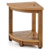 Sarok zuhanyülőke tömör teakfából 325x325x430 mm zuhanyszék penészálló 158 kg teherbírás