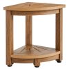 Sarok zuhanyülőke tömör teakfából 325x325x430 mm zuhanyszék penészálló 158 kg teherbírás