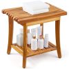 Zuhanyszék fa 50x36,3x45,5 cm prémium teakfa zuhanyülőke fürdőszobai szék