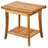 Zuhanyszék fa 50x36,3x45,5 cm prémium teakfa zuhanyülőke fürdőszobai szék
