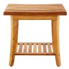 Zuhanyszék fa 50x36,3x45,5 cm prémium teakfa zuhanyülőke fürdőszobai szék