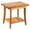 Zuhanyszék fa 50x36,3x45,5 cm prémium teakfa zuhanyülőke fürdőszobai szék