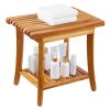 Zuhanyszék fa 50x36,3x45,5 cm prémium teakfa zuhanyülőke fürdőszobai szék