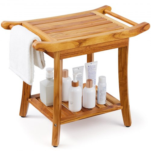 Zuhanyszék 56x36,5x47 mm prémium teakfa zuhanyülőke fürdőszobai szék