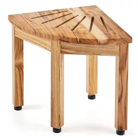   Sarok zuhanyülőke tömör teakfából 31,6 cm zuhanyszék penészálló 136 kg teherbírás