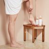 Sarok zuhanyülőke tömör teakfából 31,6 cm zuhanyszék penészálló 136 kg teherbírás