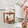 Sarok zuhanyülőke tömör teakfából 31,6 cm zuhanyszék penészálló 136 kg teherbírás