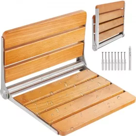   Összecsukható zuhanyzószék háttámlával tölgyfa falra szerelhető zuhanyülőke