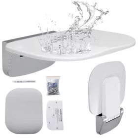   Falra szerelhető zuhanyzószék 34,5x32,5 cm összecsukható zuhanyülőke 204 kg teherbírás