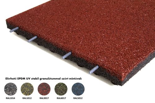 Játszótéri esésvédő EPDM UV stabil gumilap 45mm vastag  több színben 500x500mm négyzet granulátummal