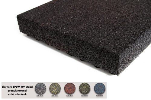 Játszótéri esésvédő  EPDM UV stabil gumilap 100mm vastag 500x500mm négyzet granulátummal szórt mintá