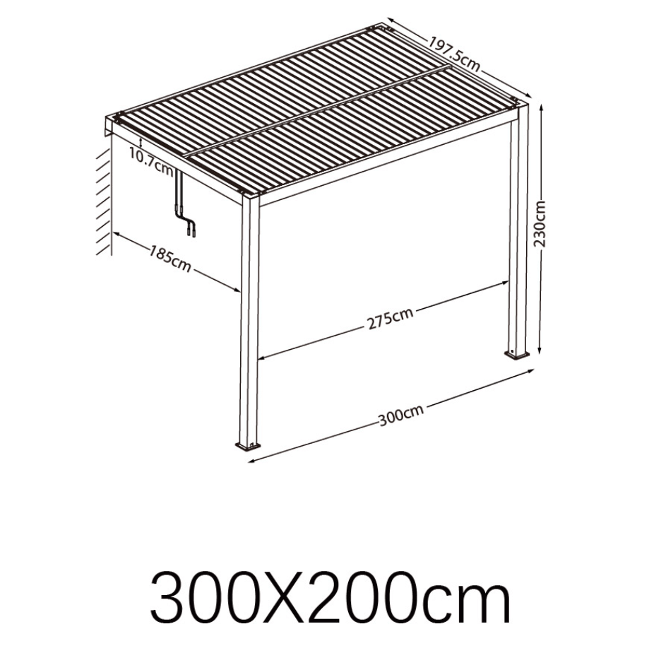 Féltetős lamellás alumínium pergola 3x2 méter antracit_3